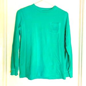 Very good used Boys L/S Vineyard Vines, green blue aquamarine color,sz M(12-14)
